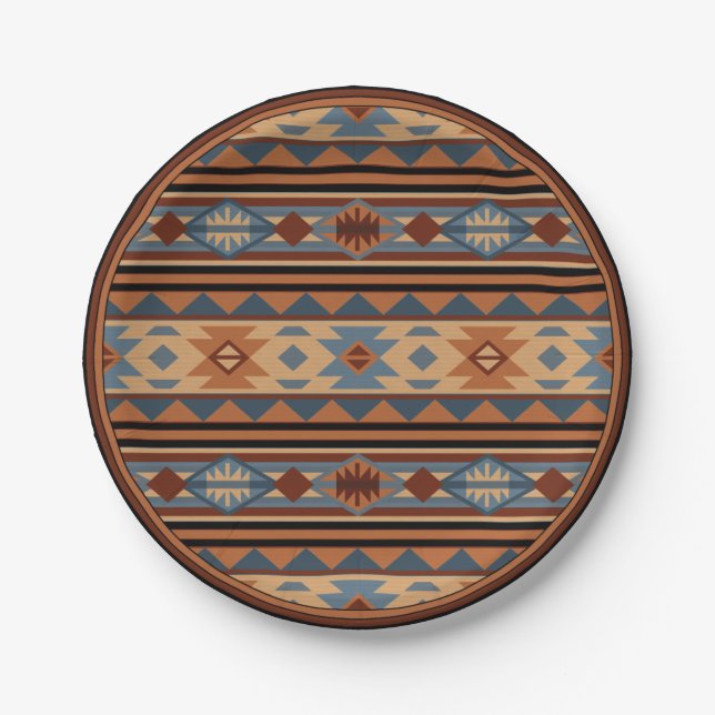Südwest Design Adobe Gray Brown Tribal Muster Pappteller (Vorderseite)