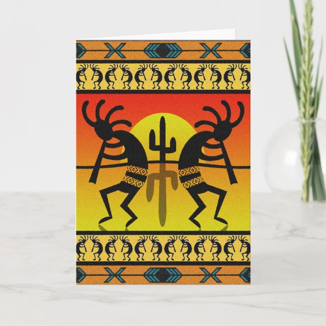 Südwest Design Dancing Kokopelli Karte (Vorderseite)