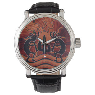 Südwest Design Dancing Kokopelli Wüste Sunset Armbanduhr
