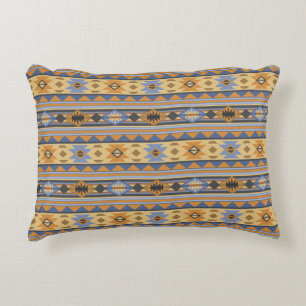 Südwest Design Gold Blue Grau Tribal Muster Dekokissen