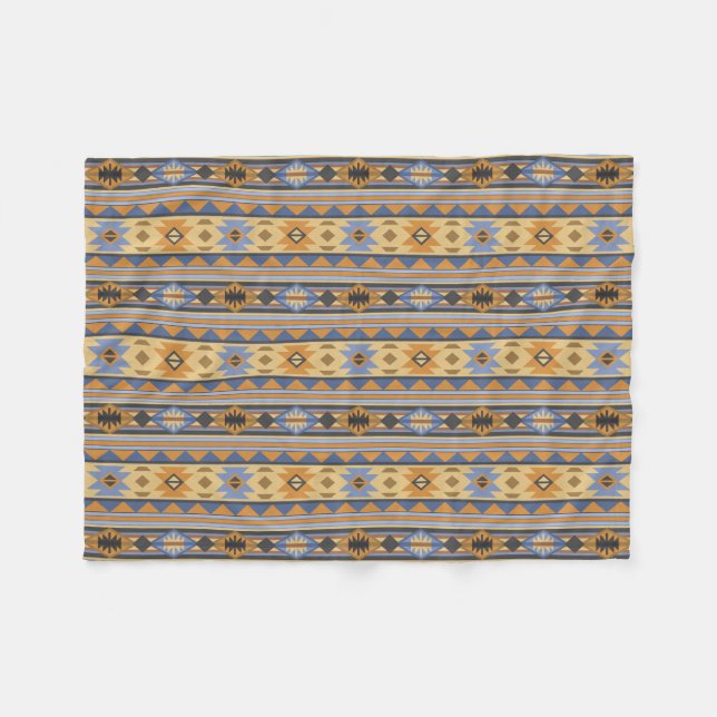 Südwest Design Gold Blue Grau Tribal Muster Fleecedecke (Vorderseite (Horizontal))