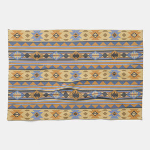 Südwest Design Gold Blue Grau Tribal Muster Küchentuch