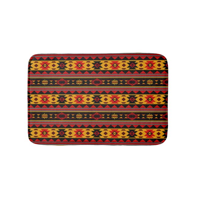 Südwest Design Red Black Gold Tribal Muster Badematte (Vorderseite)