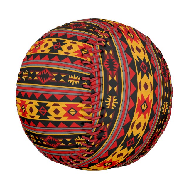 Südwest Design Red Black Gold Tribal Muster Baseball (Schrägansicht)