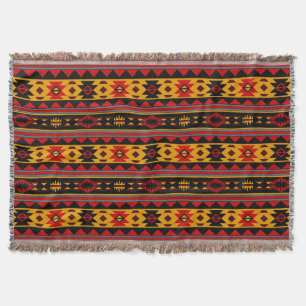 Südwest Design Red Black Gold Tribal Muster Decke