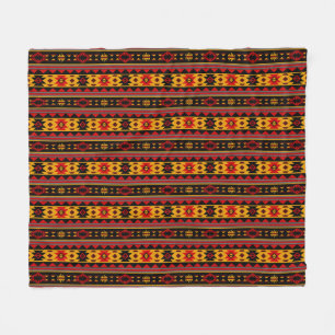 Südwest Design Red Black Gold Tribal Muster Fleecedecke