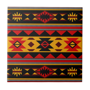 Südwest Design Red Black Gold Tribal Muster Fliese