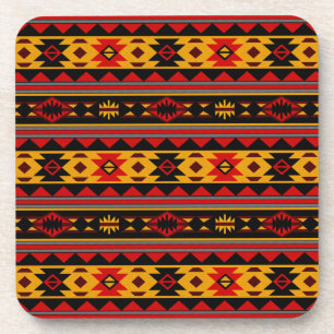 Südwest Design Red Black Gold Tribal Muster Getränkeuntersetzer