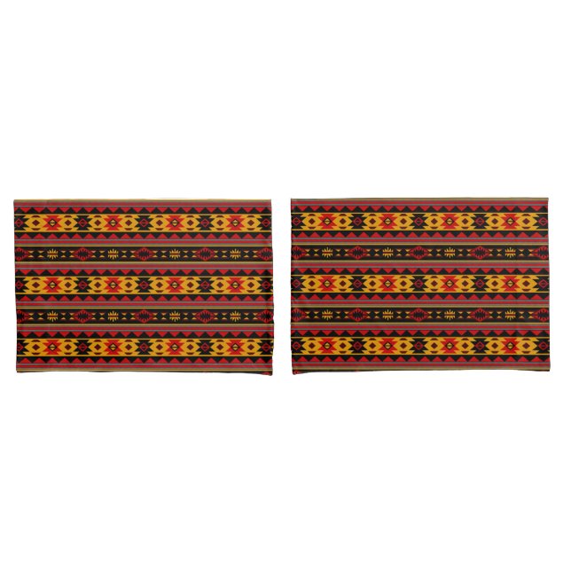 Südwest Design Red Black Gold Tribal Muster Kissenbezug (Vorderseite-Set)