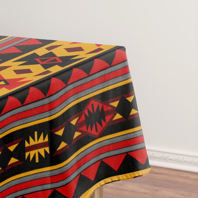 Südwest Design Red Black Gold Tribal Muster Tischdecke (Beispiel)
