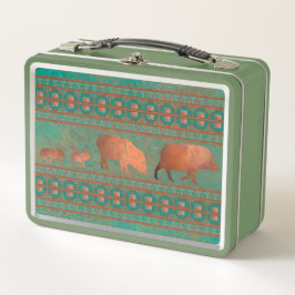 Südwest Fun Javelina Familie Kupfer Aquamarin Metall Brotdose