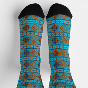 Südwest-Gebirgskämme Türkis Geometrisch Socken