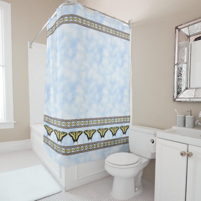 Südwest-Gelbes Frack Butterfly Blue Sky Duschvorhang (Beispiel)