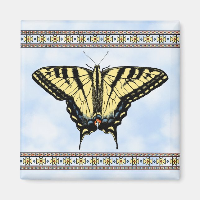 Südwest-Gelbes Frack Butterfly Blue Sky Magnet (Vorne)