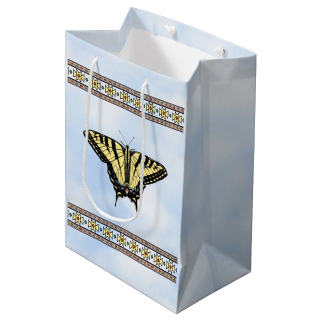 Südwest-Gelbes Frack Butterfly Blue Sky Mittlere Geschenktüte (Vorderseite Schrägansicht)
