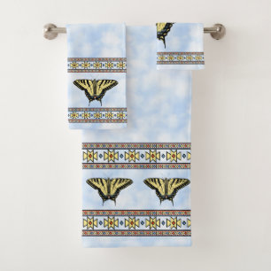 Südwest-Gelbes Frack Butterfly Geometrie Badhandtuch Set
