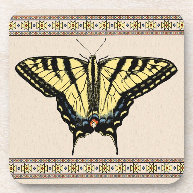 Südwest-Gelbes Frack Butterfly Getränkeuntersetzer (Vorderseite)