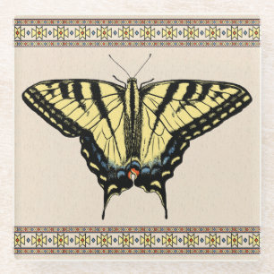 Südwest-Gelbes Frack Butterfly Glasuntersetzer