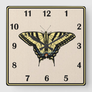 Südwest-Gelbes Frack Butterfly Quadratische Wanduhr