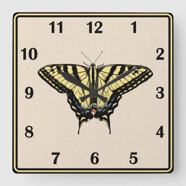 Südwest-Gelbes Frack Butterfly Quadratische Wanduhr (Vorderseite)
