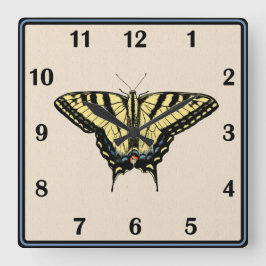 Südwest-Gelbes Frack Butterfly Quadratische Wanduhr
