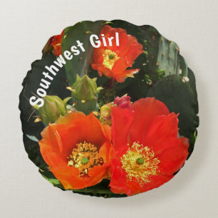 Südwest Girl Cactus Blume Foto Desert Floral Rundes Kissen