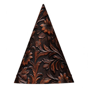 Südwest Imitats Brown Leather Cowhide Blume Partyhütchen