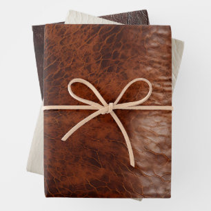 Südwest Imitats Brown Leather Cowhide Geschenkpapier Set