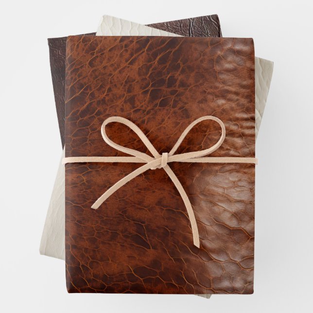 Südwest Imitats Brown Leather Cowhide Geschenkpapier Set (Beispiel)