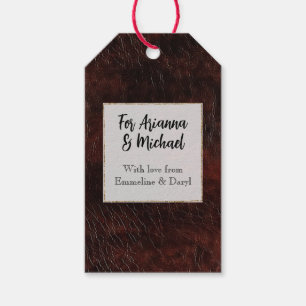 Südwest Imitats Brown Leather Cowhide Hochzeit Geschenkanhänger