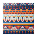 Südwest-Indianermuster Fliese<br><div class="desc">Ein feines südwestliches Muster in blauen,  orangen und roten Formen. Für die Dekoration im boho- oder südwestlichen Stil. Ideal für DIY-Projekte wie Küchenbacksplash,  Kamin,  Fliesen,  Badziegel und einfache Fliesen zum Rahmen oder Kombinieren für ein Counter oder Serviertablett. Finden Sie andere kreative Anwendungen für diese kühnen Akzente.</div>