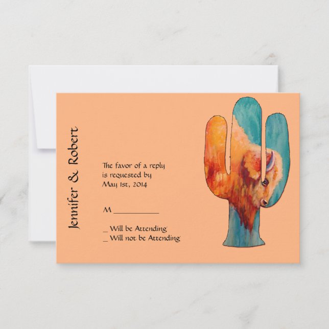 Südwest-Kaktus und Buffalo-Reaktion RSVP Karte (Vorderseite)