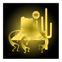 Südwest Kokopelli in Black & Gold