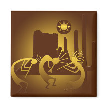 Südwest Kokopelli in Burgund und Gold