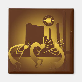 Südwest Kokopelli in Burgund und Gold Magnet