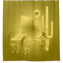 Südwest Kokopelli in Gold Duschvorhang