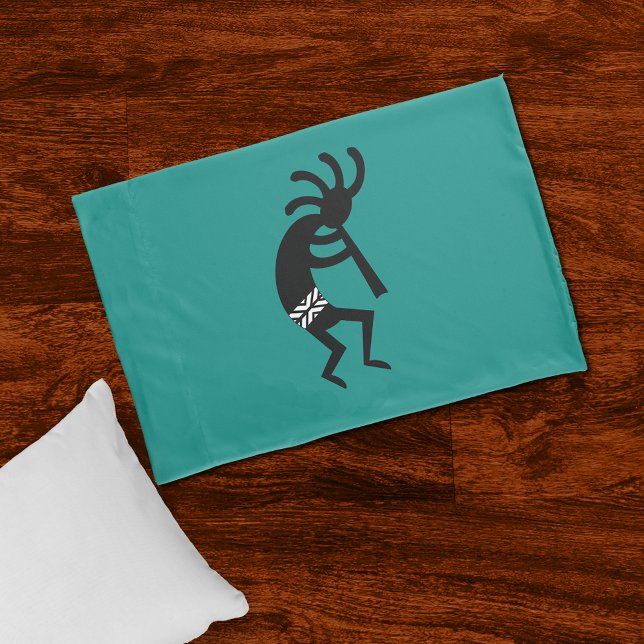 Südwest Kokopelli Schwarz und Aquamarin Kissenbezug (Von Creator hochgeladen)