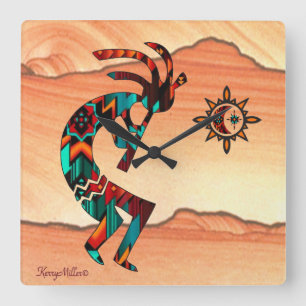 Südwest Kokopelli Square Wall Clock Quadratische Wanduhr