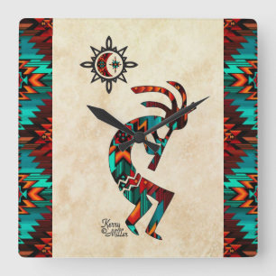 Südwest Kokopelli Square Wall Clock Quadratische Wanduhr
