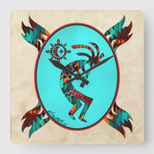 Südwest Kokopelli Square Wall Clock Quadratische Wanduhr