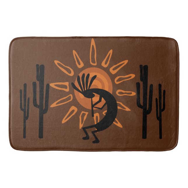 Südwest Kokopelli Sun Rustic Bath Mat Badematte (Vorderseite)