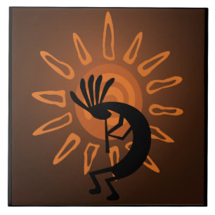 Südwest Kokopelli Sun Rustic Large Tile Fliese