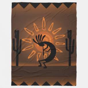 Südwest Kokopelli Sun Rustikale Braundecke Fleecedecke