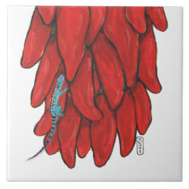 Südwest-Lizard & Red Chile Pepper Ristra Mural Fliese