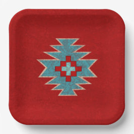 Südwest Mesas Red & Turquoise Geometric Muster Pappteller