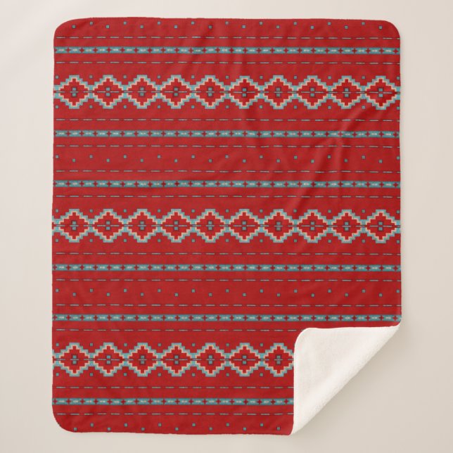 Südwest Mesas Red & Turquoise Medium Sherpadecke (Vorderseite)