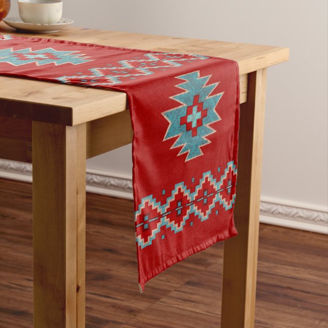 Südwest Mesas Red & Turquoise Table Runners Großer Tischläufer (Beispiel)