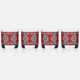Südwest Mesas Rot und Türkis Whiskyglas