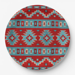 Südwest Mesas Türkis & Red Geometric Pappteller