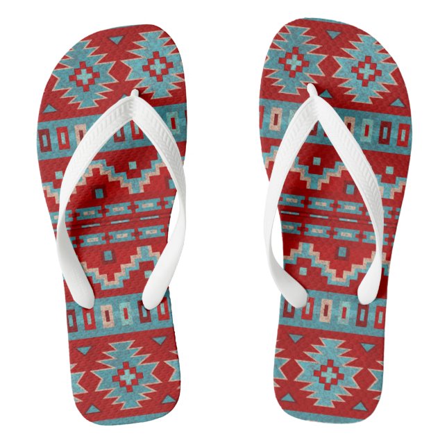 Südwest Mesas Türkis & Rot Flip Flops (Fußbett)